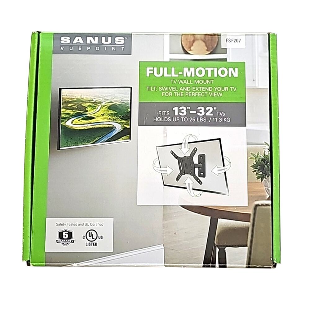 Sanus Vuepoint Full Motion TV Wall Mount for 13-32" TV Up To 25 lb FSF-207 (NIB)